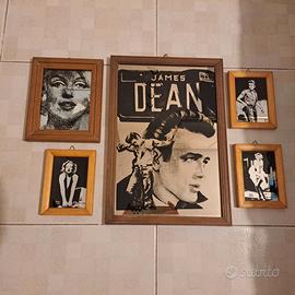 5 QUADRI A SPECCHIO MARYLIN MONROE E JAMES DEAN  
