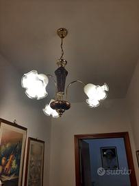 lampadario luce con 3 applique  a  fiore