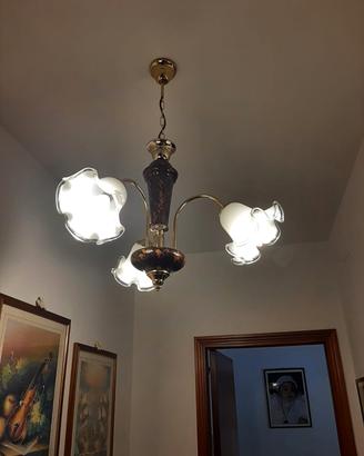 lampadario luce con 3 applique  a  fiore