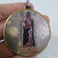 Antica Medaglia Ortodossa Metallo Smalti Madonna 