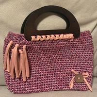 Borsa artigianale rosa mélange con manico a mano