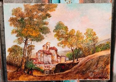 Quadro paesaggio, dipinto a olio, solo tela 40x30.