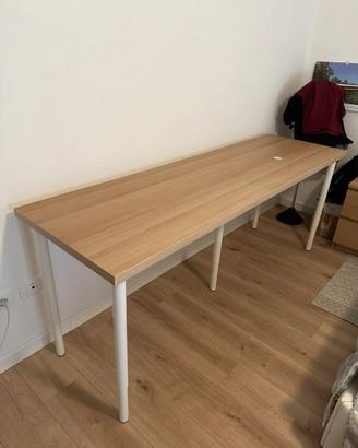 Scrivania legno colore rovere regolabile 200x60