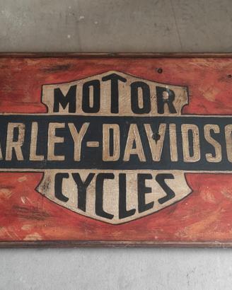 Insegna quadro in legno Harley Davidson