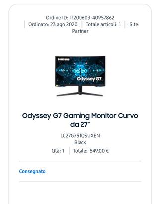 Samsung odyssey G7 gaming monitor curvo 27”