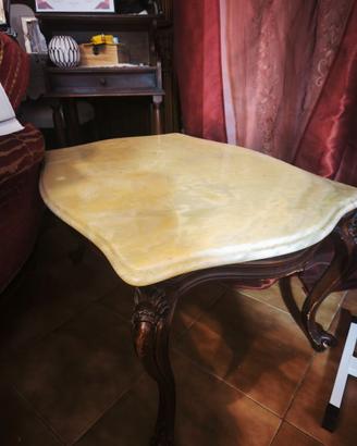 Tavolino in marmo onice e legno