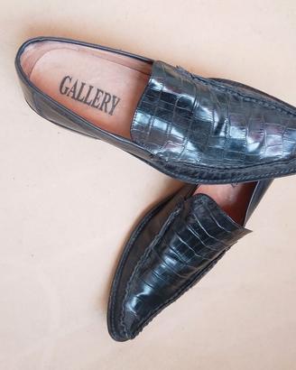 Mocassini Vintage Gallery  pelle Serpente nera 42