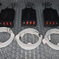 Lotto 3 Kit Caricabatterie + 3 Cavi USB-C