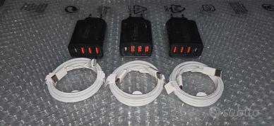 Lotto 3 Kit Caricabatterie + 3 Cavi USB-C