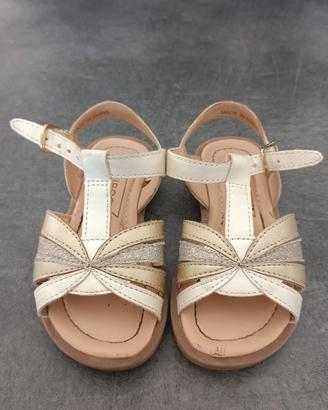 Sandali bambina oro e bianco con glitter numero 24