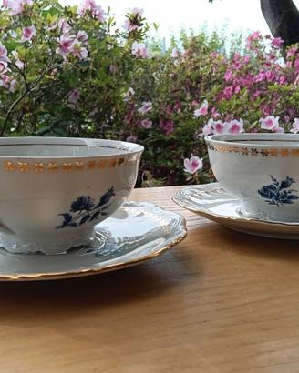 Servizio da Brodo Consommé Bavaria Fiori blu e oro