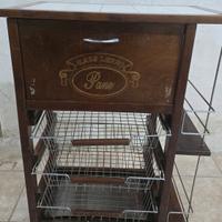 Carrello da cucina con cassetto per pane e portab