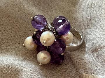 Anello con perle e ametiste