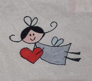 Candela in sacchetto stoffa decorato a mano #idear