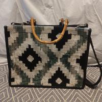 Shopper via mail bag con  manico bamboo