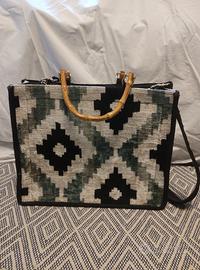 Shopper via mail bag con  manico bamboo