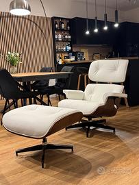 Poltrona+Pouf E. Lounge Chair PREMIUM Noce /Bianco