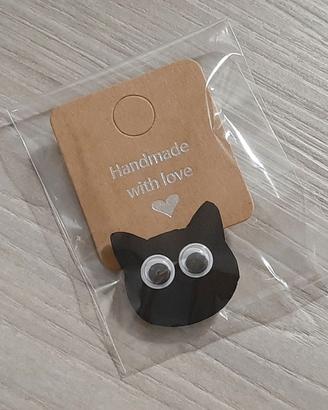 Calamita gatto nero con occhi mobili - Handmade