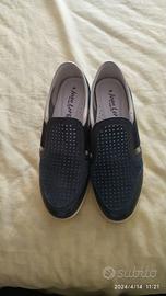 scarpe mocassini donna blu