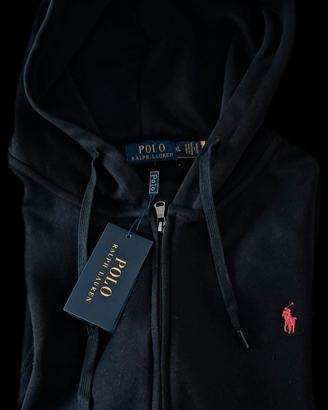 Hoodie Polo Ralph Lauren Felpa Nera Taglia XL Zip