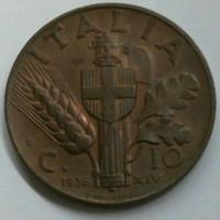 Rara 10 centesimi 1936 Impero.Vittorio Emanuele II