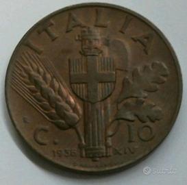 Rara 10 centesimi 1936 Impero.Vittorio Emanuele II