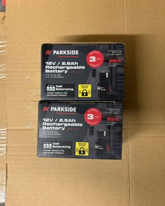 2 Batterie 12v 2,5ah Parkside NUOVE SIGILLATE