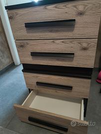 2 comodini da camera con doppio cassetto