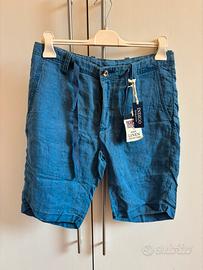Bermuda 100%Lino MC2 Saint Barth Uomo Blu 46 NUOVO