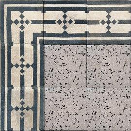 Cementine antiche, mattoni in graniglia decorati