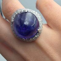 ANELLO ORO TANZANITE 17 CARATI DIAMANTI