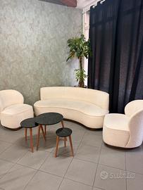 Set salotto moderno divano curvo e due pltrone