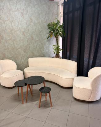 Set salotto moderno divano curvo e due pltrone