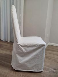 6 sedie con coprisedia stesso tessuto