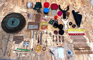 lotto pesca vintage con nassa Maillinox France