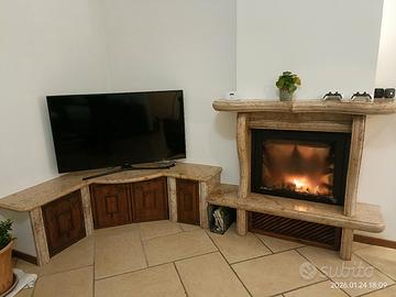 Angolo TV + rivestimento camino+ camino bifacciale