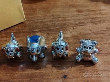 4 piccoli animaletti segnaposto argentati