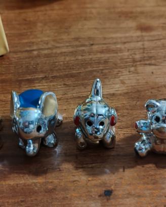 4 piccoli animaletti segnaposto argentati