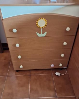 cassettiera (fasciatoio) con fiore