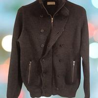 Cardigan da uomo in pura lana grigio Mauro Grifoni