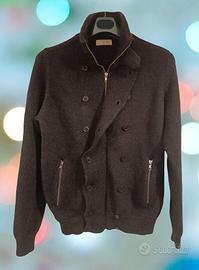 Cardigan da uomo in pura lana grigio Mauro Grifoni