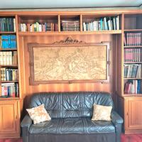 Libreria/parete attrezzata in legno massello