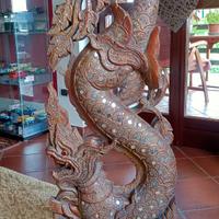 Scultura di NAGA Drago Thailandese in legno