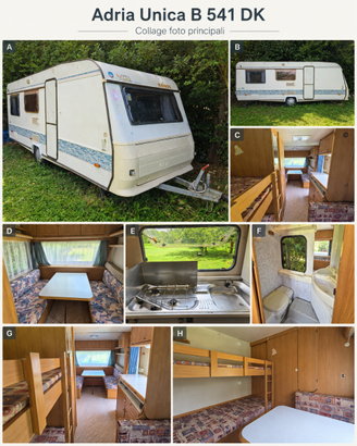 Roulotte Adria Unica B 541 DK con veranda – letti