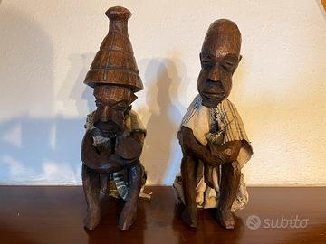 Statuette Africane 2 Uomini seduti a meditare