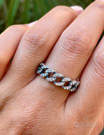 Anello argento 925 modello catena/groumette zircon