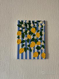 Quadro con limoni e fiori | Arte materica fatta a