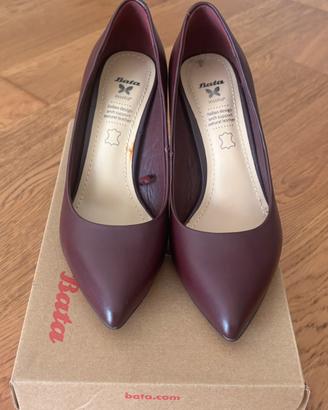 Décolleté bordeaux bata scarpe tacco