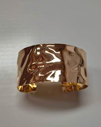 Bracciale Acciaio Inox Oro Martellato Rigido