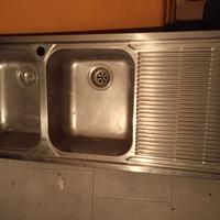 Lavandino DOPPIA VASCA acciaio rubinetto centrale